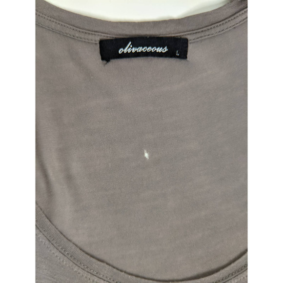 Olivaceous Sleeveless Boho Tank Top Gray Scoop Neck Curved Droptail Hem Sz Large - Picture 8 of 10